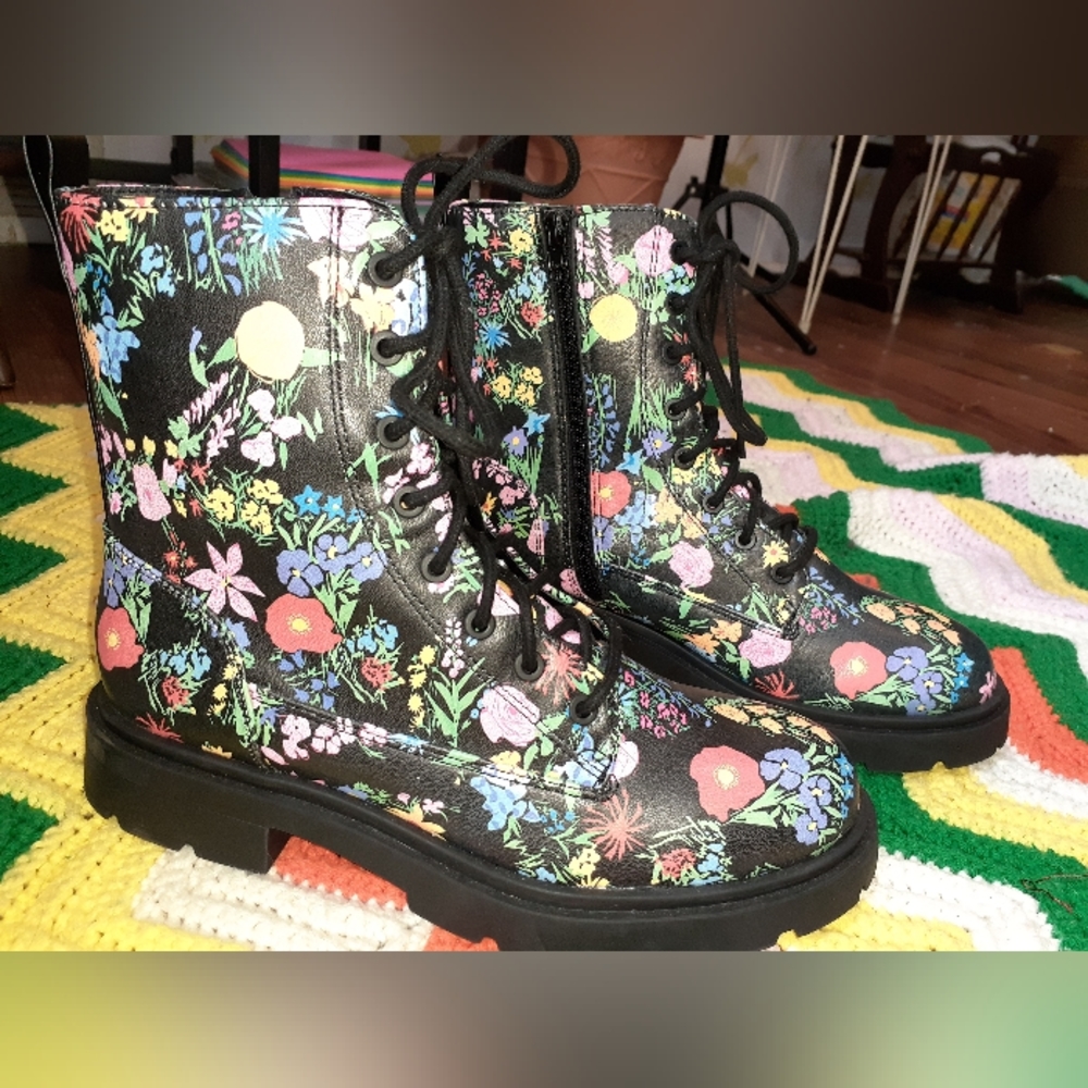 Floral Combat Boots